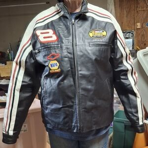 NASCAR Black Leather Racing Jacket Large $325 Org. $150 Listing